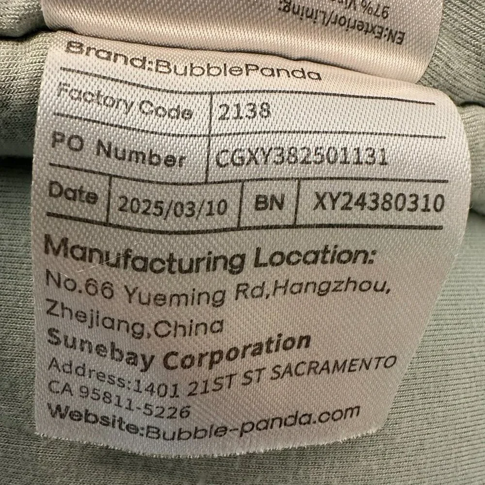 BubblePanda Bamboo Sleep Sack - Sage Green - Size Medium (6-12M) 1.0 TOG